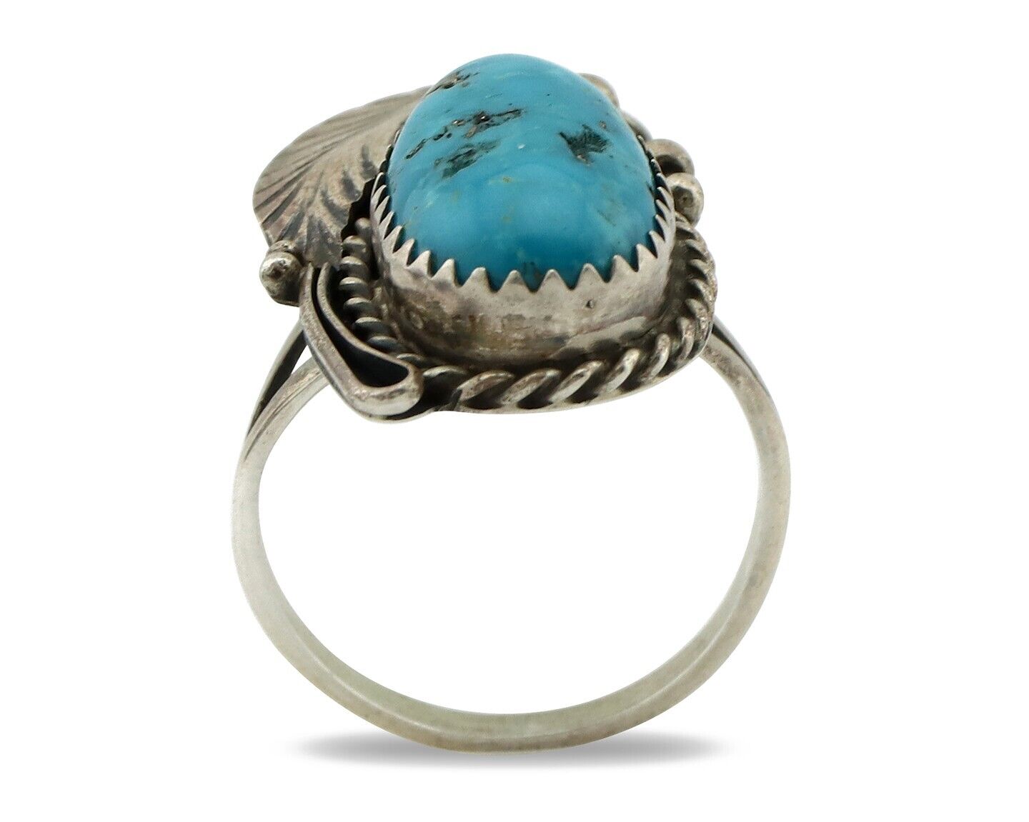 Navajo Ring 925 Silver Natural Morenci Turquoise Artist Signed Justin Morris