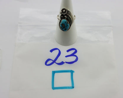 Navajo Ring 925 Silver Natural Blue Turquoise Native American Artist C.80's