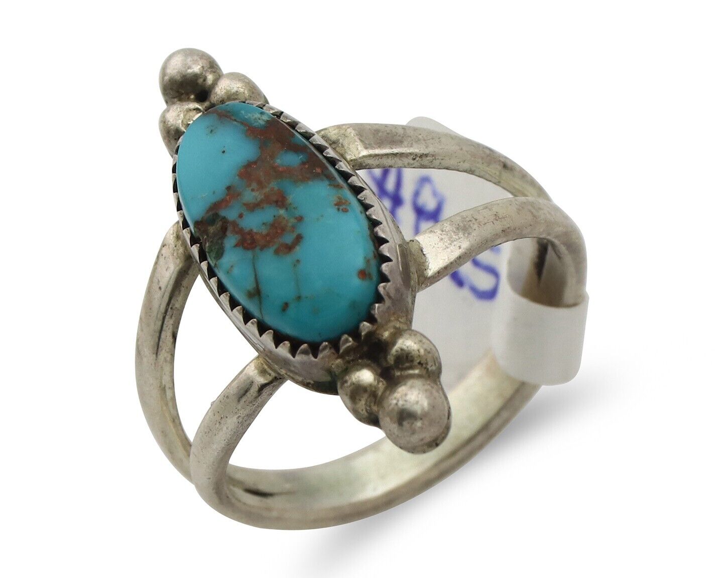 Navajo Ring .925 Silver Bisbee Turquoise Native American Artist C.80's