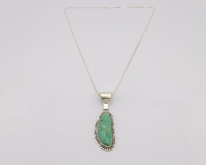 Navajo Necklace 925 Silver Natural Green Turquoise Artist Signed J C.80's