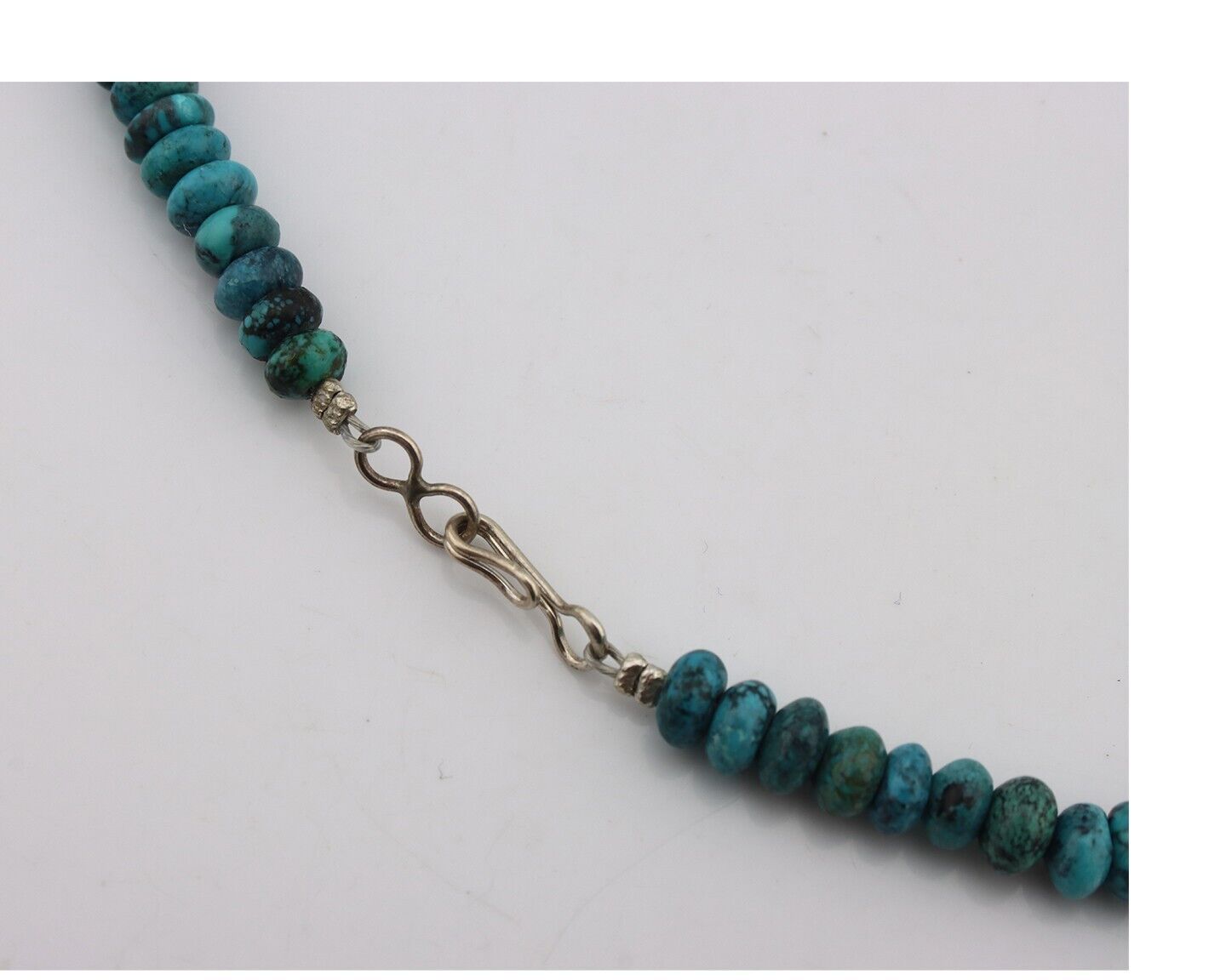Navajo Necklace 925 Silver Black & Blue Spiderweb Turquoise Native Artist C.80's