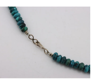 Navajo Necklace 925 Silver Black & Blue Spiderweb Turquoise Native Artist C.80's