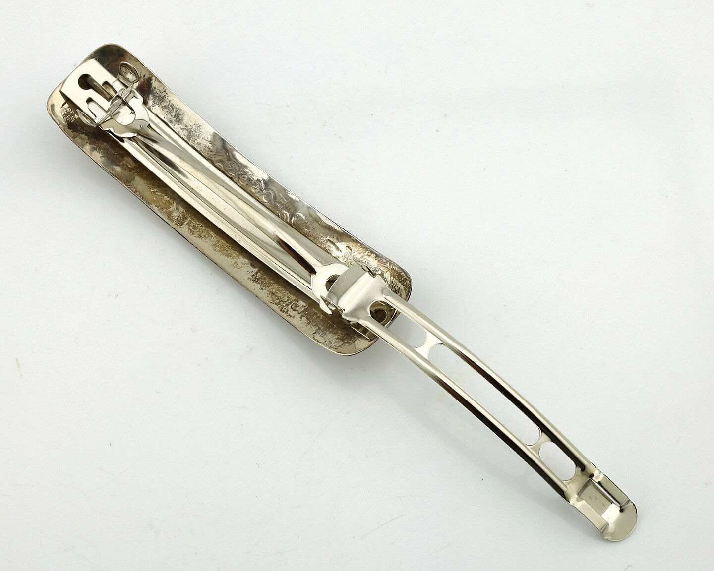 Women's Navajo Hair Clip Barrette .925 Silver Hand Stamped Artist C Montoya C80s