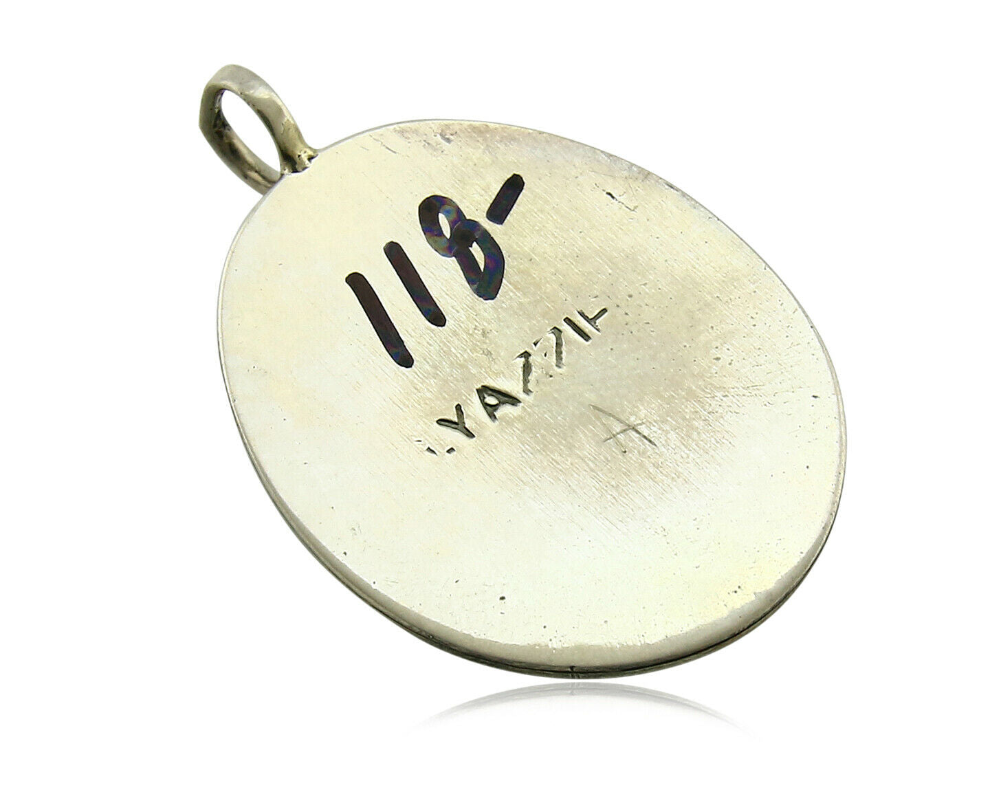 Navajo Pendant .925 Silver Kingman Turquoise Signed Artist Yazzie C.80's