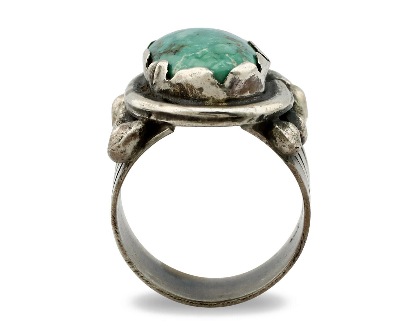 Navajo Ring .925 Silver Morenci Turquoise Native American Artist C80s