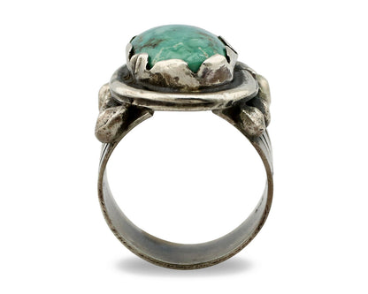 Navajo Ring .925 Silver Morenci Turquoise Native American Artist C80s