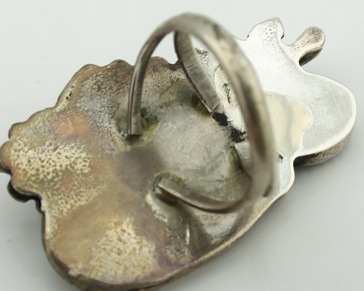 Navajo Ring .925 Silver Turquoise & Coral Native American Artist C.1980's