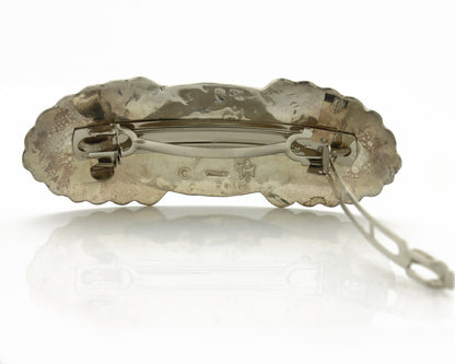 Navajo Hair Clip Barrette .925 Silver Hand Stamped Artist Signed C Montoya C80s