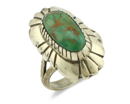 Navajo Ring .925 Silver Green Turquoise Artist Signed M Montoya C.80's