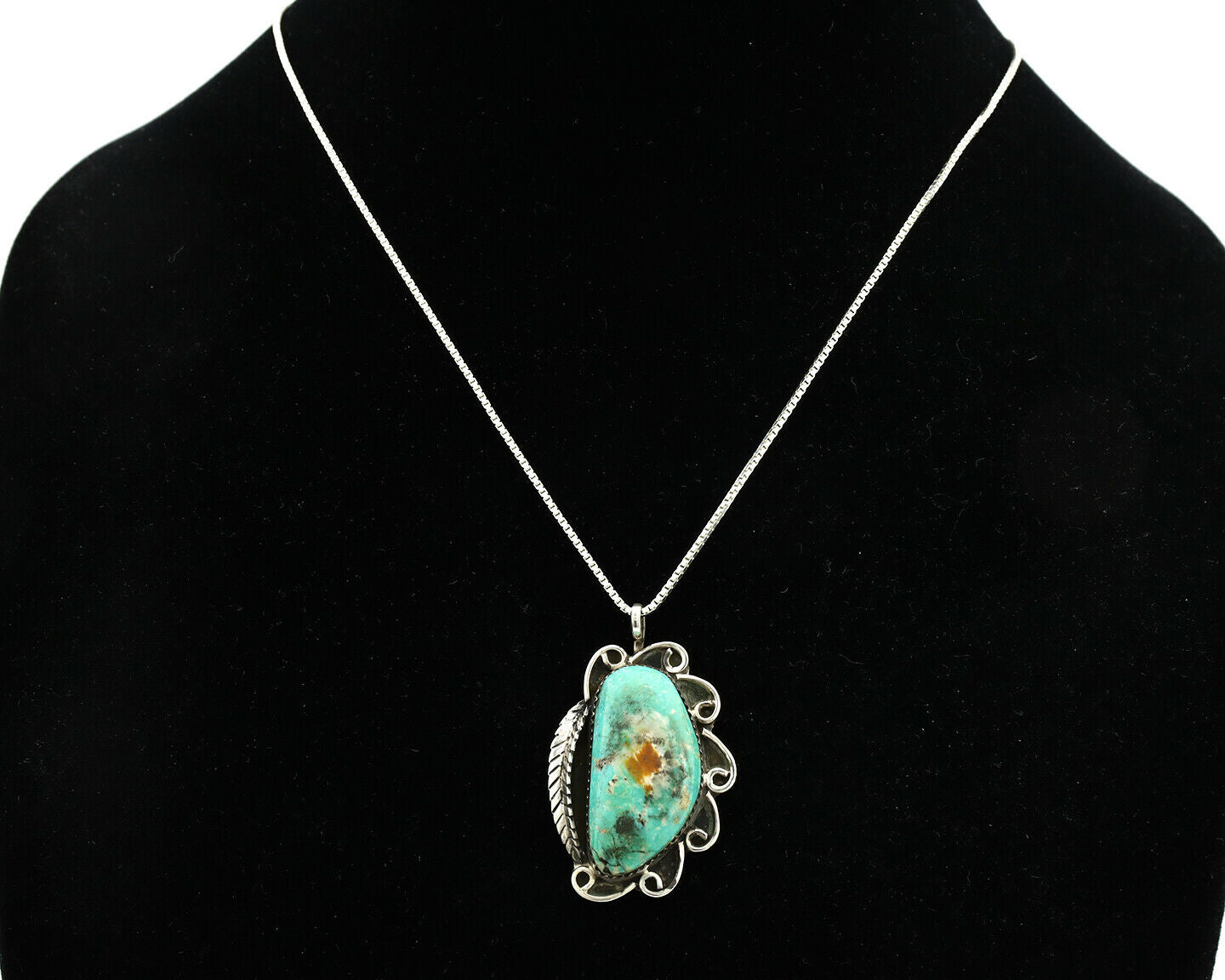 Navajo Necklace .925 Silver Southwest Turquoise Signed JR C.1980's
