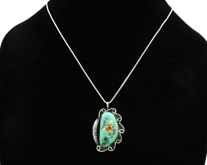 Navajo Necklace .925 Silver Southwest Turquoise Signed JR C.1980's