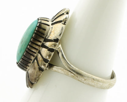 Navajo Ring .925 Silver Green Turquoise Artist Signed M Montoya C.80's