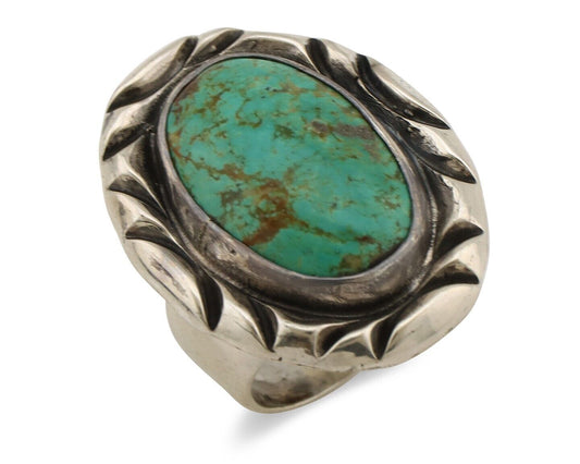 Navajo Ring 925 Silver Kingman Turquoise Native Artist Signed C Montoya C.80's