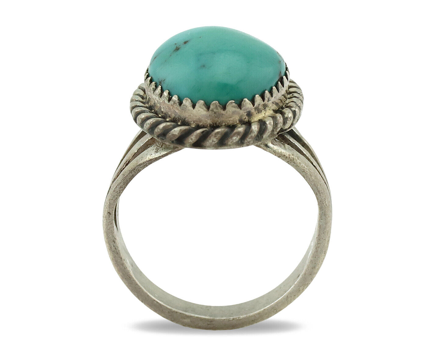 Navajo Ring .925 Silver Natural Blue Turquoise Native American Artist C.1980's