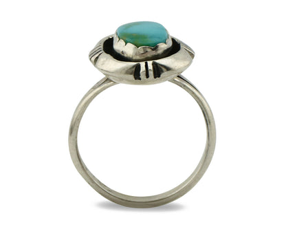 Navajo Ring .925 Silver Kingman Turquoise Handmade Native American Artist C80s