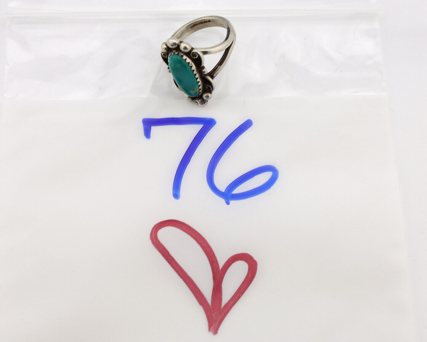 Navajo Ring .925 Silver Natural Turquoise Native American Artist C.1980's
