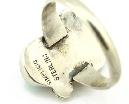 Zuni Ring 925 Silver Natural Blue Gem Turquoise Artist Signed Simplicio C.80's