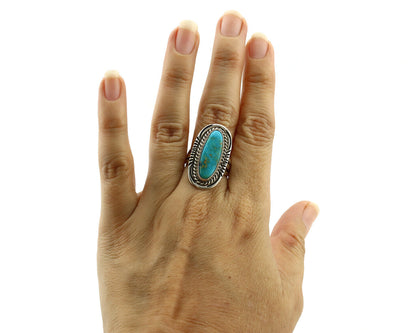 Navajo Ring 925 Silver Turquoise Mountain Artist Signed M Begay C.80's