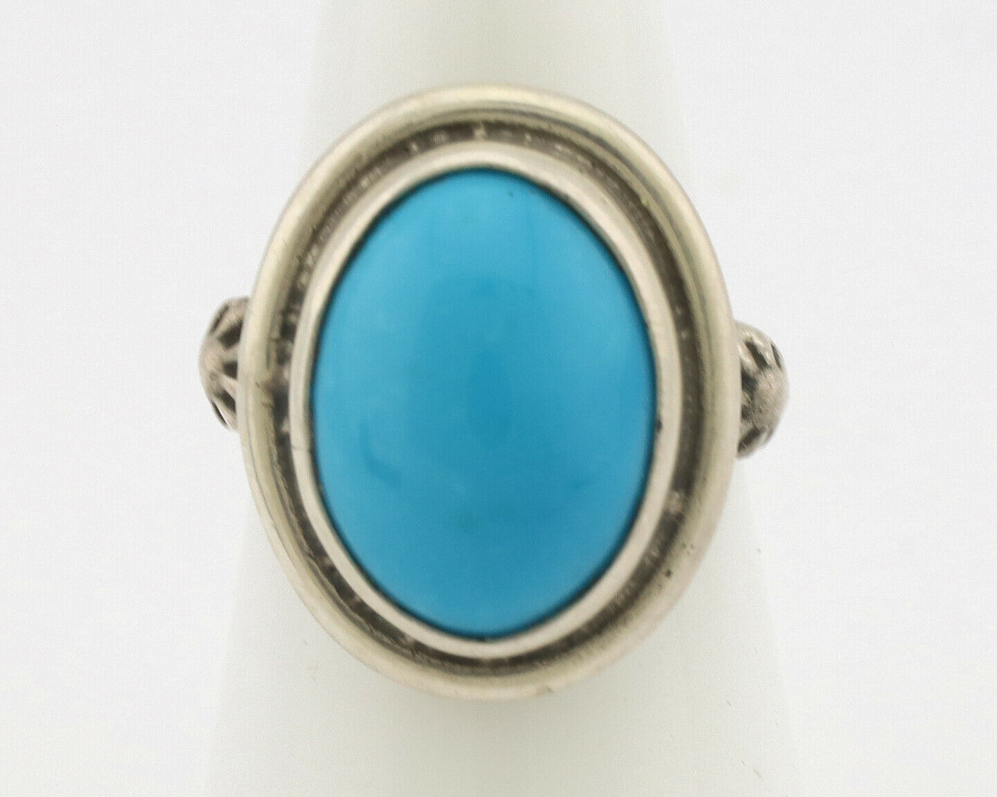 Navajo Ring .925 Silver Natural Blue Turquoise Native American Artist C.1980's