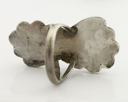 Navajo Ring 925 Silver Blue Turquiose & Mediterranean Coral Native Artist C.80's