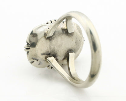 Navajo Ring .925 Silver Kingman Turquoise Handmade Native American Artist C.80's