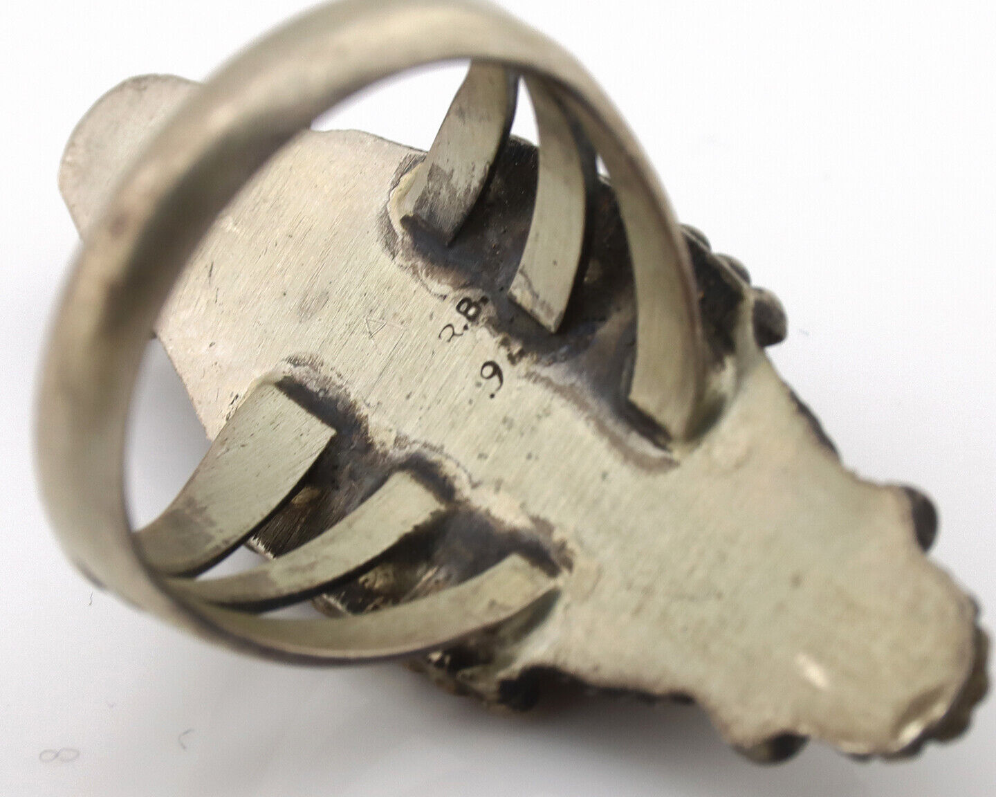 Navajo Ring 925 Silver Natural Green Turquoise Artist Signed RB C.80's