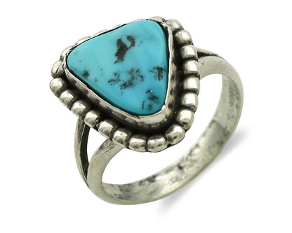 Navajo Ring .925 Silver Sleeping Beauty Turquoise Native Artist C.1980's