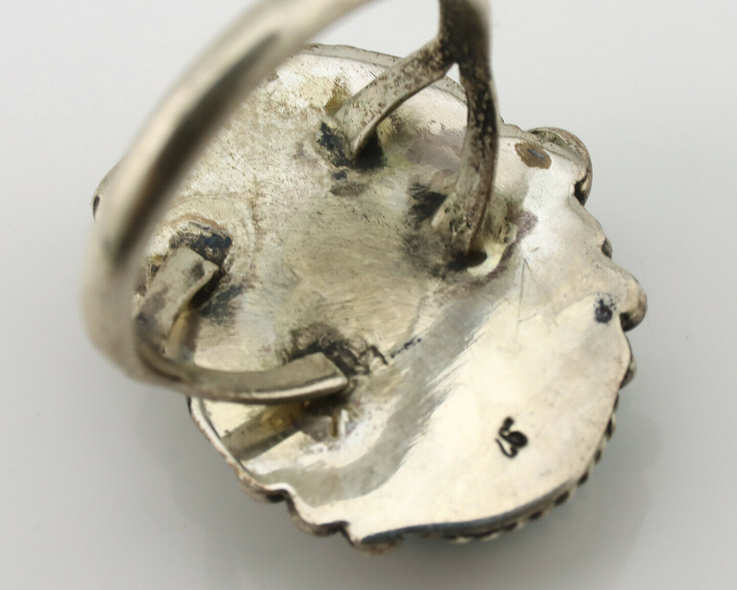 Navajo Ring .925 Silver Sleeping Beauty Turquoise Native American Artist C.80's