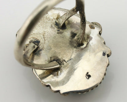 Navajo Ring .925 Silver Sleeping Beauty Turquoise Native American Artist C.80's