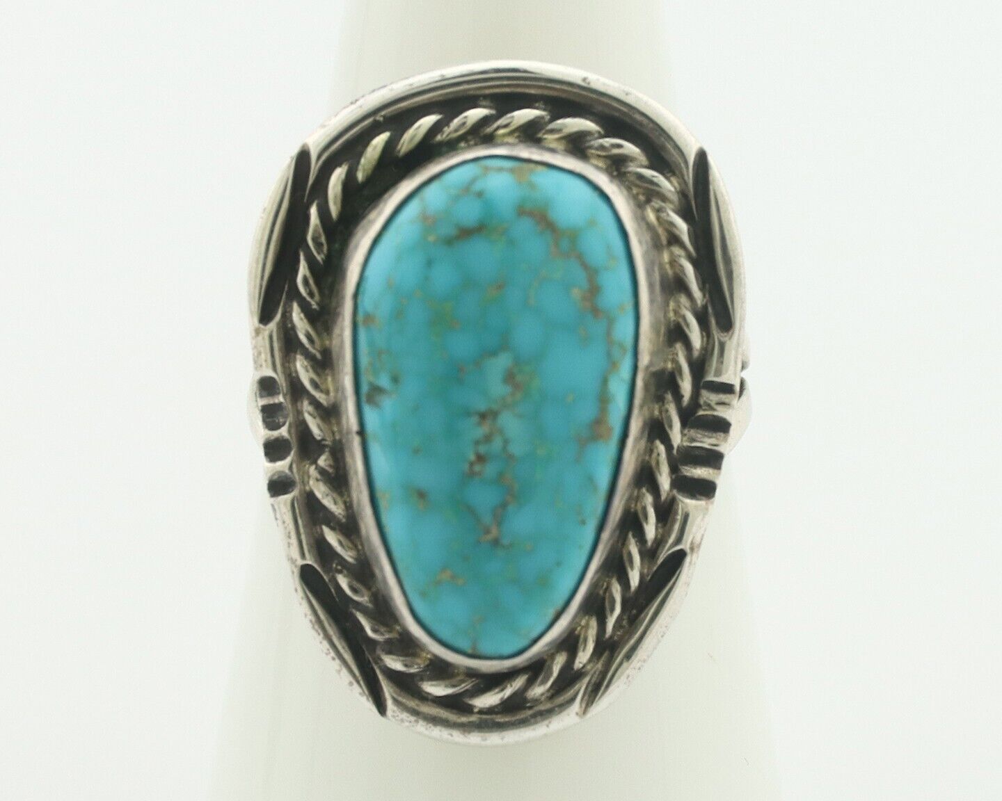 Navajo Ring .925 Silver Natural Blue Turquoise Native American Artist C.80's