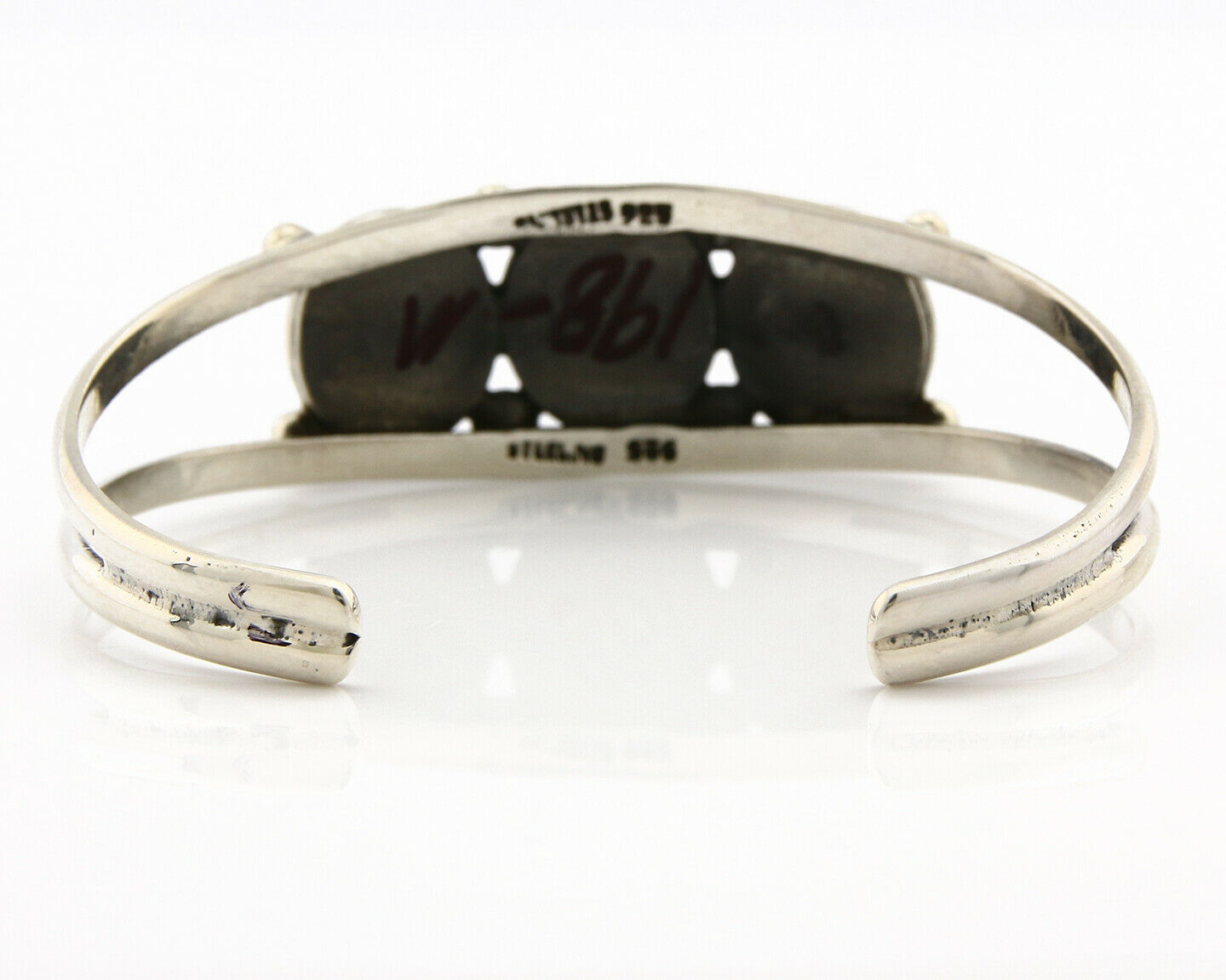 Navajo Bracelet .925 Silver Onyx Gemstones Handmade Native Artist C.80's