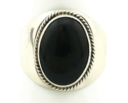 Navajo Ring .925 Silver Handmade Black Onyx Native American Artist C.80's