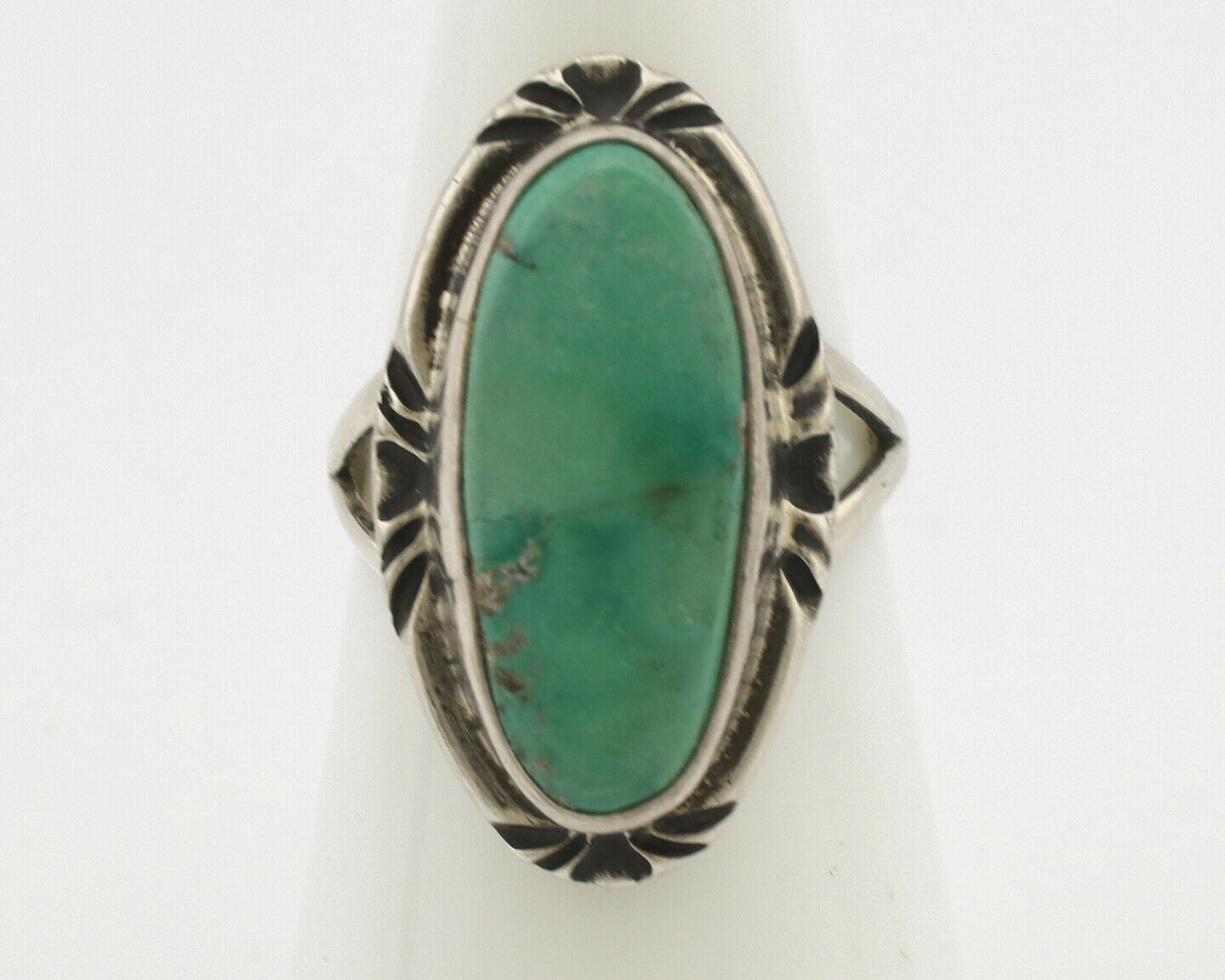 Navajo Ring .925 Silver Kingman Turquoise Native Artist Signed C.80's