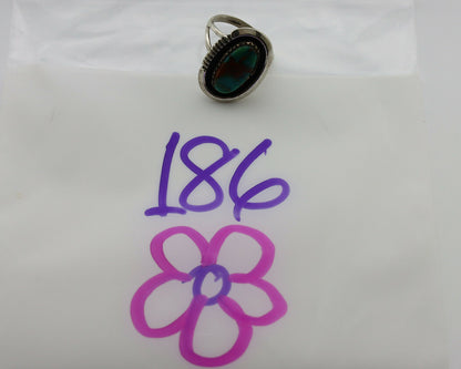 Navajo Ring .925 Silver Nevada Turquoise Native American Artist C.1980's