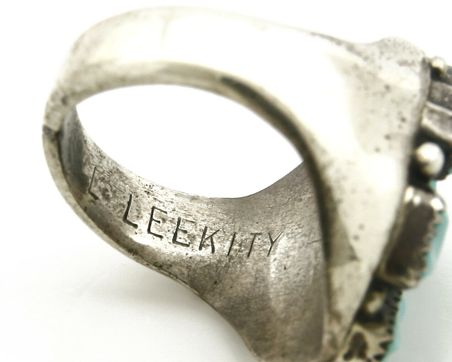 ZUNI Ring .925 SOLID Silver Sleeping Beauty Turquoise LEEKITY C.1980's
