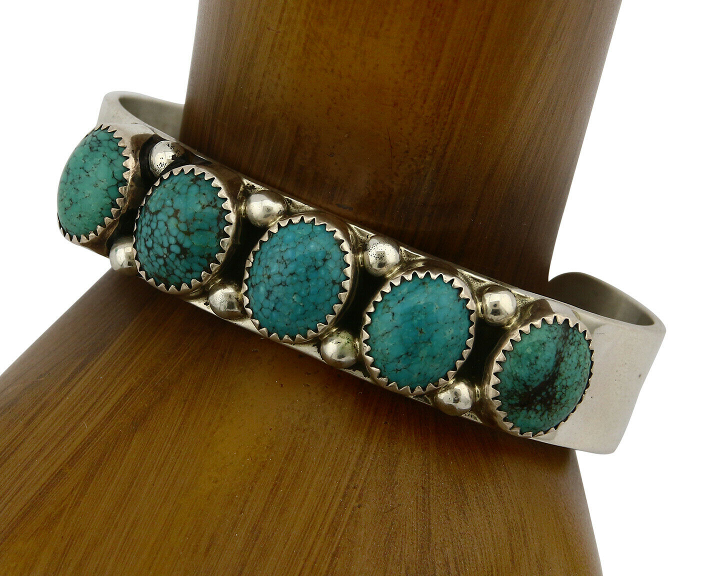 Navajo Bracelet .925 Silver Sleeping Beauty Turquoise Signed C Jones C.80's