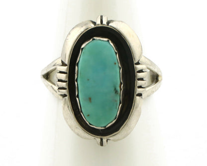 Navajo Ring .925 Silver Kingman Turquoise Handmade Native American Artist C.80's