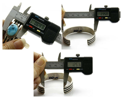 Navajo Bracelet .925 Silver Kingman Turquoise Artist Native American Circa 80's