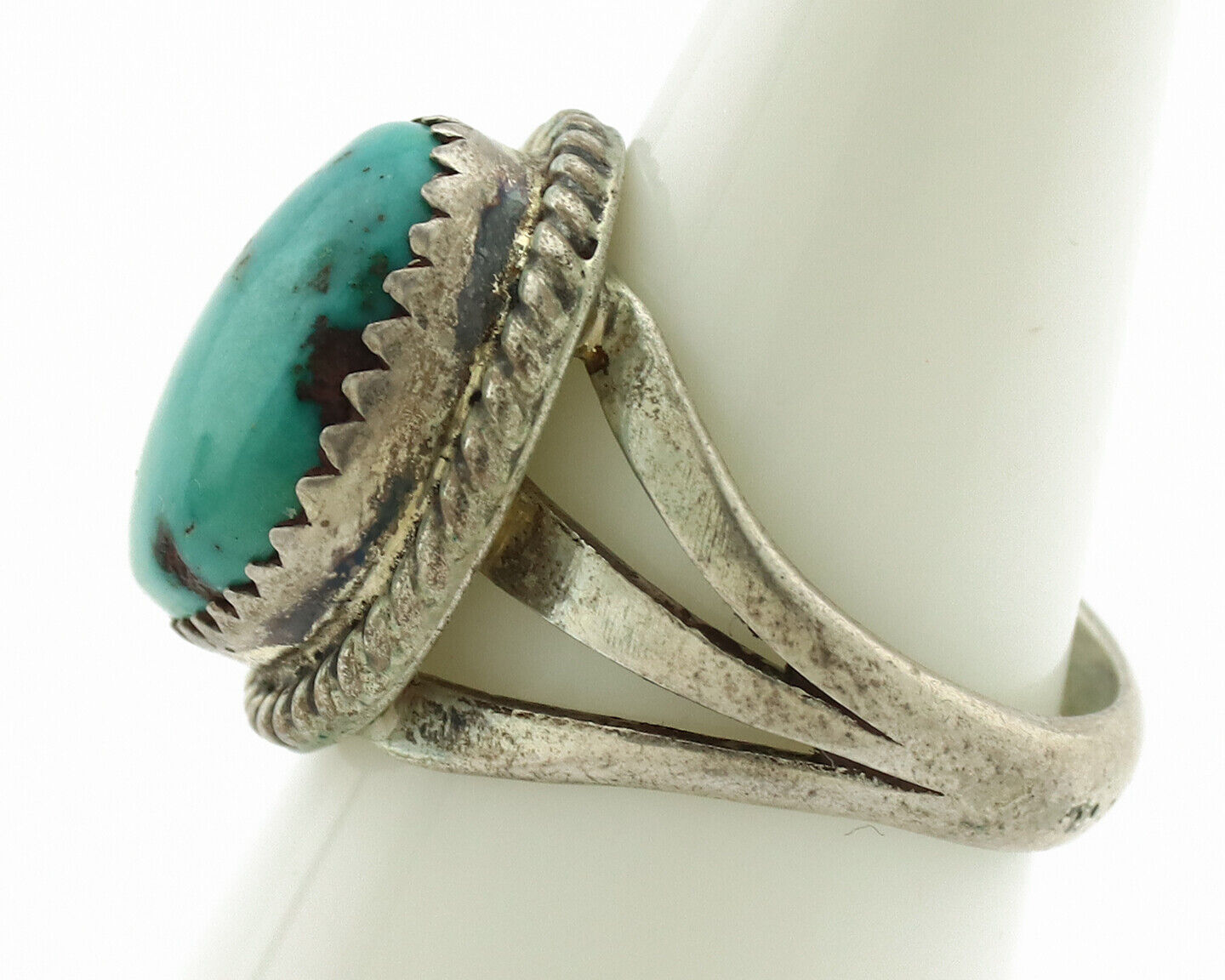 Navajo Ring .925 Silver Gober Turquoise Native American Artist C.1980's