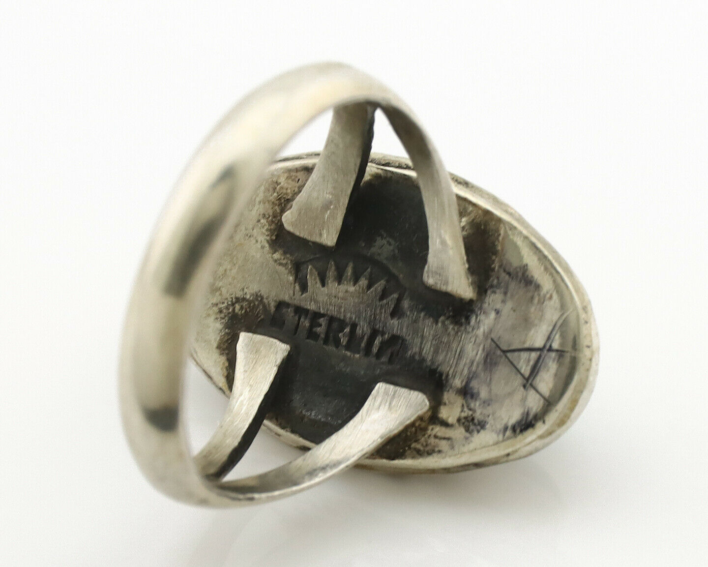Navajo Ring .925 Silver Kingman Turquoise Native Artist Signed C.80's