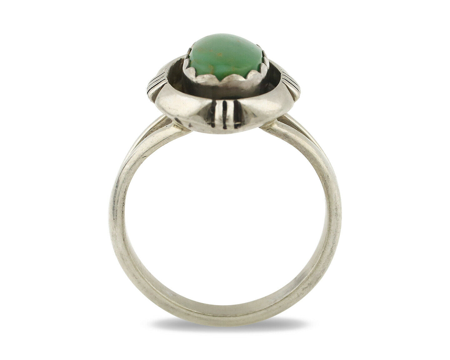 Navajo Ring .925 Silver Kingman Turquoise Handmade Native American Artist C.80's