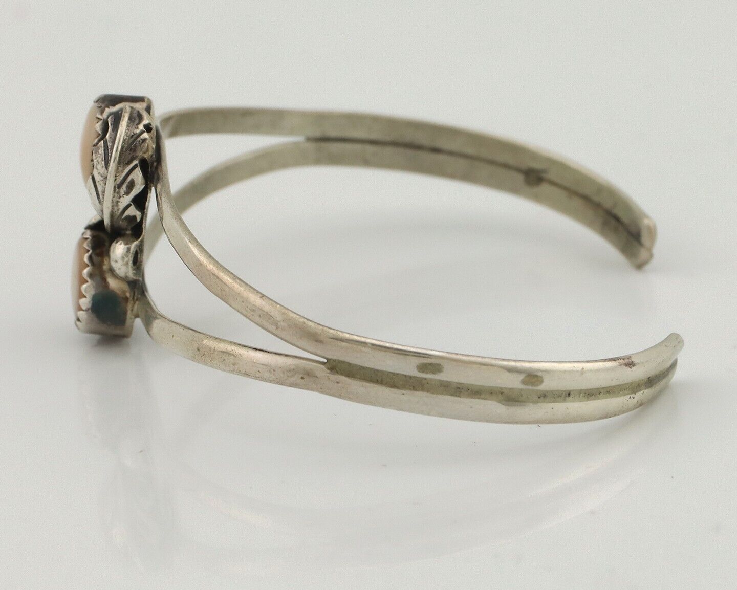 Women's Navajo Bracelet 925 Silver Natural Pink Mussel Native American C.80's