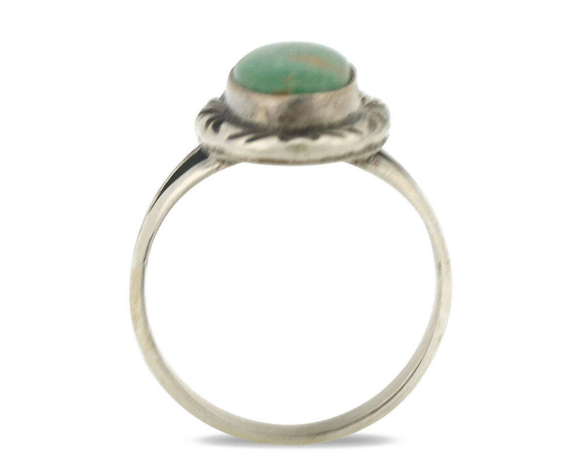 Navajo Ring .925 Silver Natural Mined Turquoise Native Artist Signed C.80's