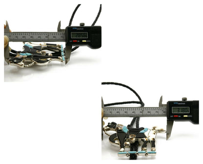 Navajo Bolo Tie .925 Silver Natural Gemstone Signed Artist WB Circa 1980's