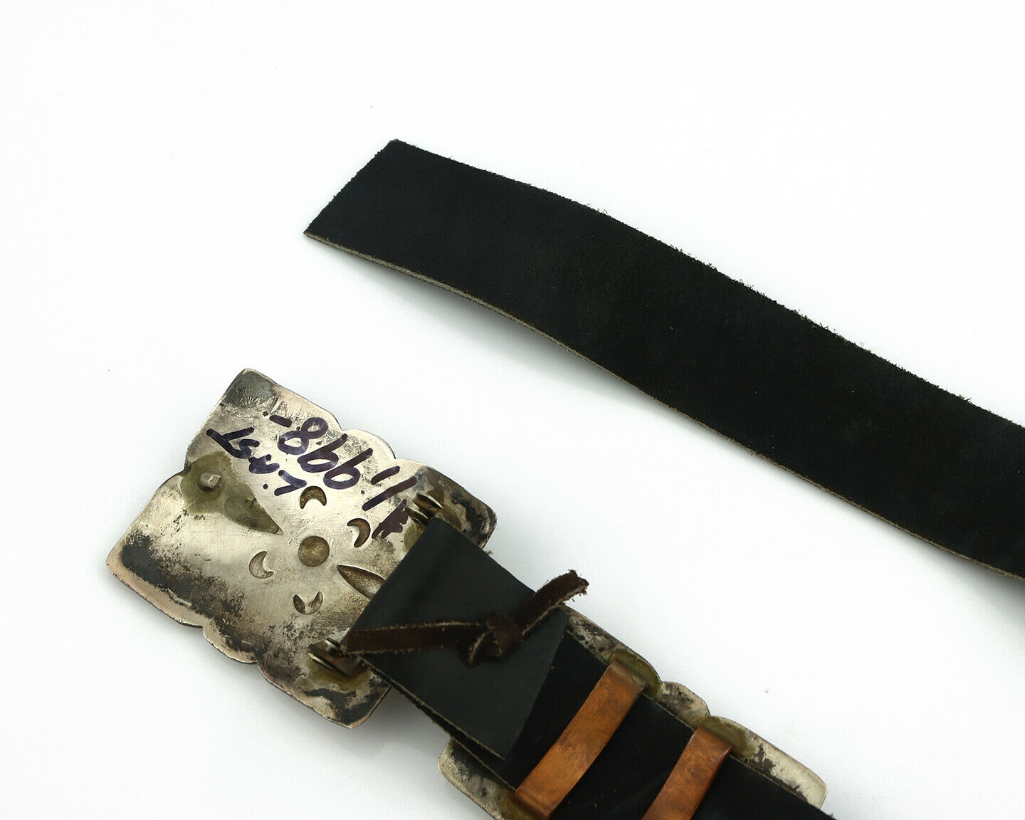 Navajo Concho Belt .925 Silver Hand Stamped Signed Native American C.80's