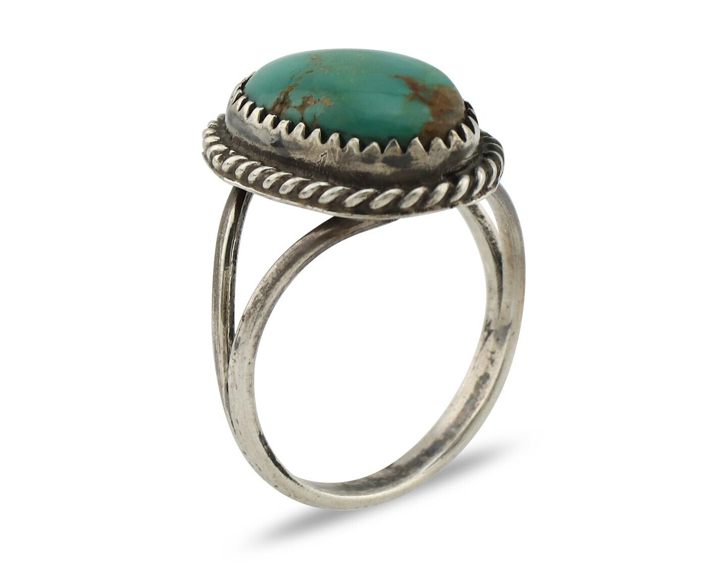 Navajo Handmade Ring 925 Silver Kingman Turquoise Artist Signed MC C.80's