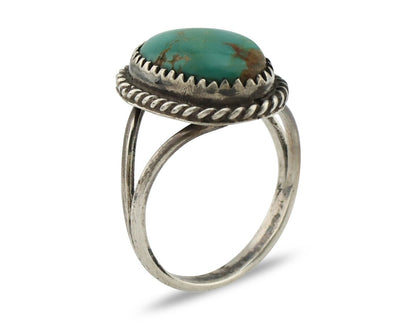Navajo Handmade Ring 925 Silver Kingman Turquoise Artist Signed MC C.80's