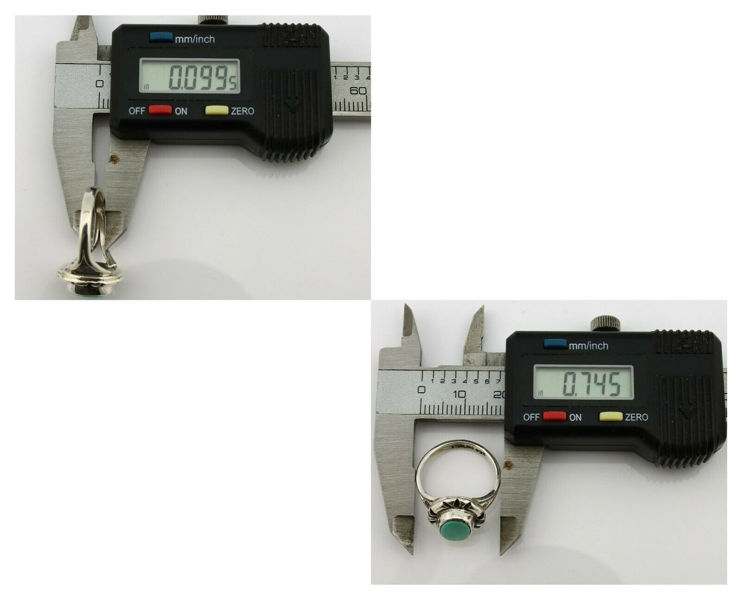 Navajo Ring .925 Silver Kingman Turquoise Artist Signed Gecko C.90's