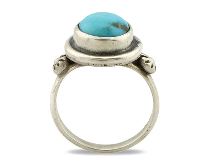 Navajo Ring .925 Silver Sleeping Beauty Turquoise Native American Artist C.1980s