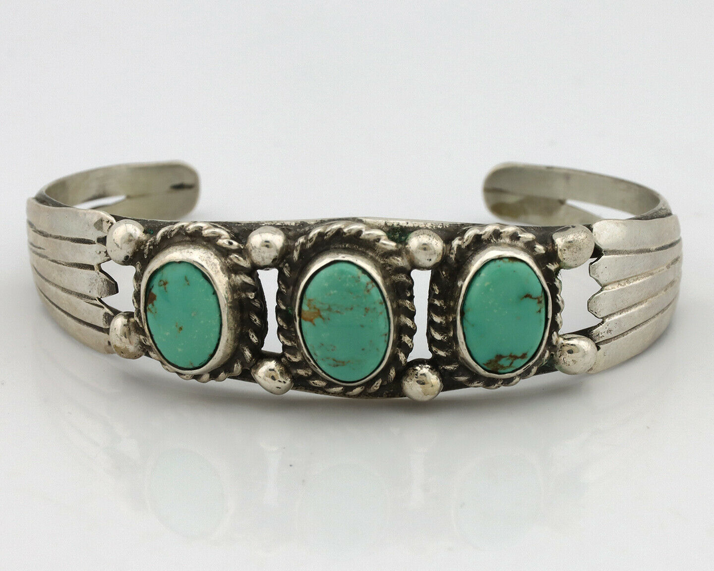 Navajo Bracelet .925 Silver Arizona Turquoise Artist Signed C Montoya Circa 80's